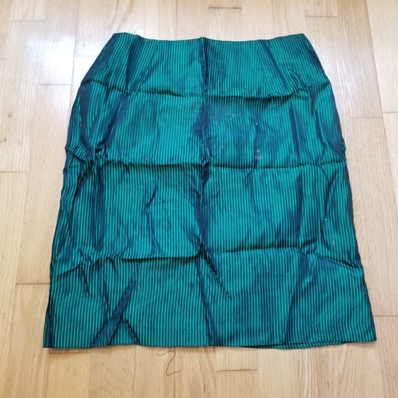 Nine to Five Green Stripe Pencil Skirt - Picture 2 of 5